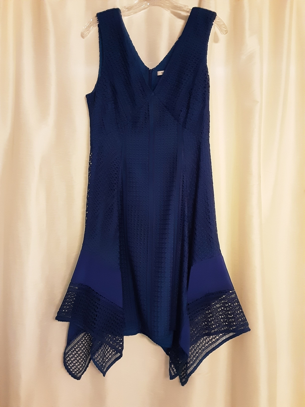 Derek Lam 10 Crosby Blue Lace Handkerchief Hem Dress